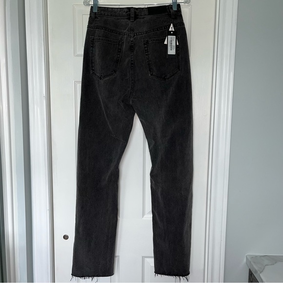 NASTY GAL asymmetric strap straight leg denim jeans high rise size 6 - Picture 6 of 15